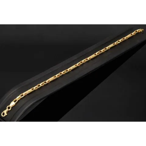 Funkelndes Ankerarmband mit filgranem Greco-Design - Armband aus hochglanzpoliertem 14K 585 Gold ca. 22cm, 3,5mm