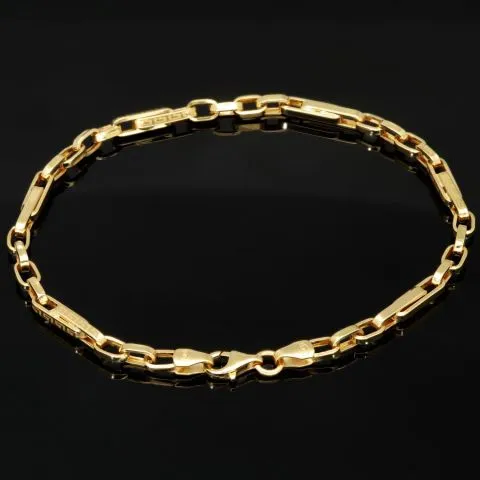 Funkelndes Ankerarmband mit filgranem Greco-Design - Armband aus hochglanzpoliertem 14K 585 Gold ca. 22cm, 3,5mm