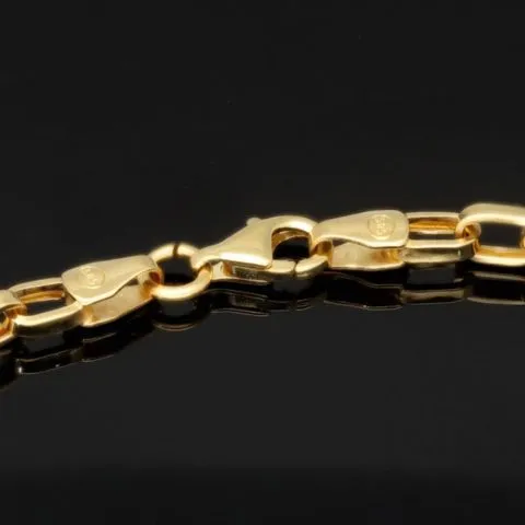 Funkelndes Ankerarmband mit filgranem Greco-Design - Armband aus hochglanzpoliertem 14K 585 Gold ca. 22cm, 3,5mm