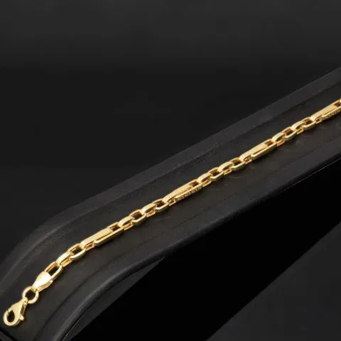 Funkelndes Ankerarmband mit filgranem Greco-Design - Armband aus hochglanzpoliertem 14K 585 Gold ca. 22cm, 3,5mm