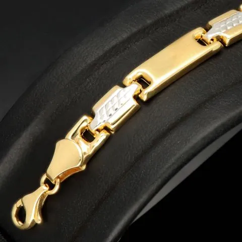Nobles Armband in exquisitem Design aus hochwertigem 14K 585er Bicolor Gold (Gelb- und Weißgold) ca. 20,5cm, 6mm