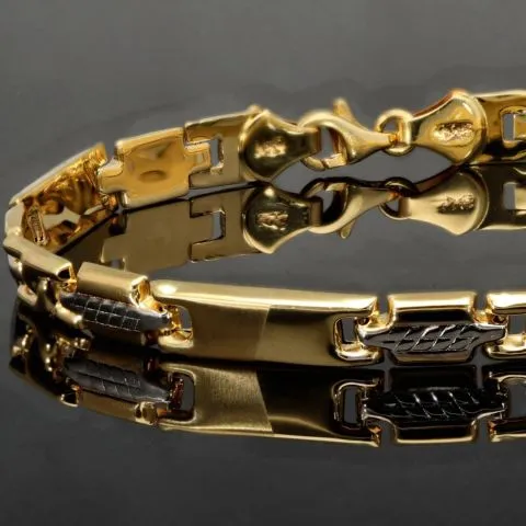 Nobles Armband in exquisitem Design aus hochwertigem 14K 585er Bicolor Gold (Gelb- und Weißgold) ca. 20,5cm, 6mm