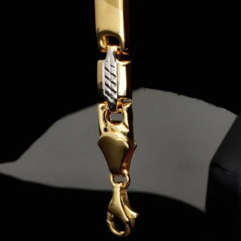 Nobles Armband in exquisitem Design aus hochwertigem 14K 585er Bicolor Gold (Gelb- und Weißgold) ca. 20,5cm, 6mm