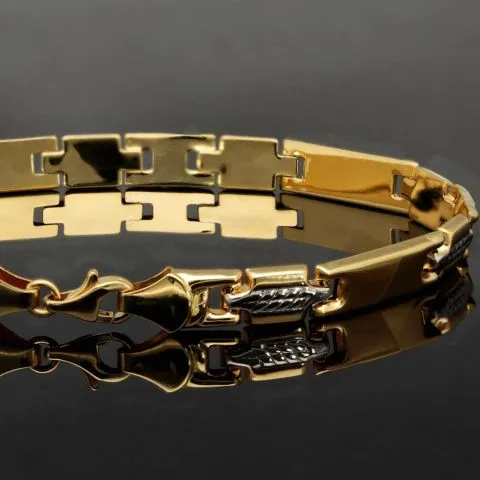 Nobles Armband in exquisitem Design aus hochwertigem 14K 585er Bicolor Gold (Gelb- und Weißgold) ca. 20,5cm, 6mm