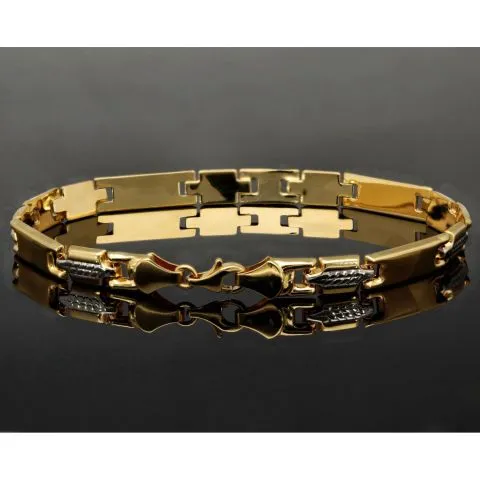 Nobles Armband in exquisitem Design aus hochwertigem 14K 585er Bicolor Gold (Gelb- und Weißgold) ca. 20,5cm, 6mm