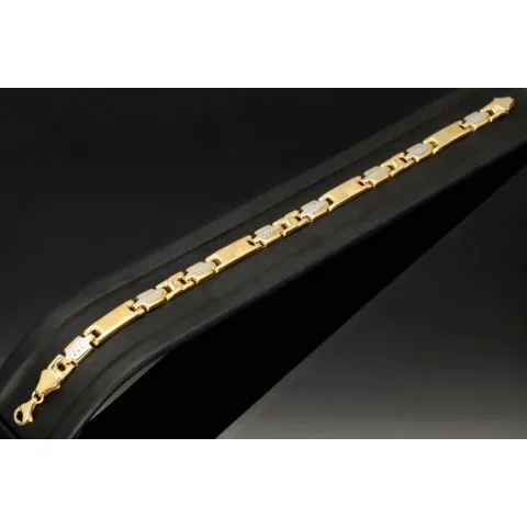 Nobles Armband in exquisitem Design aus hochwertigem 14K 585er Bicolor Gold (Gelb- und Weißgold) ca. 20,5cm, 6mm