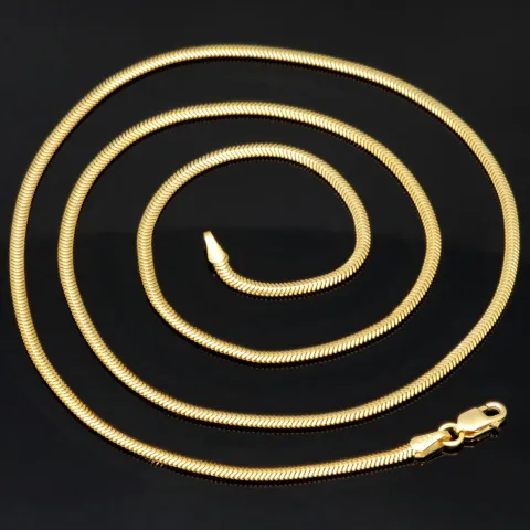 Stilvolle Halskette im Fischgräten-Look aus feinem 585 14K Gold (ca. 50cm lang, 2mm breit)