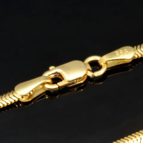 Stilvolle Halskette im Fischgräten-Look aus feinem 585 14K Gold (ca. 50cm lang, 2mm breit)