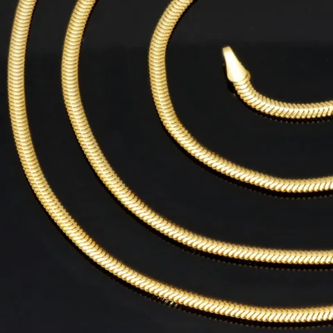 Stilvolle Halskette im Fischgräten-Look aus feinem 585 14K Gold (ca. 50cm lang, 2mm breit)