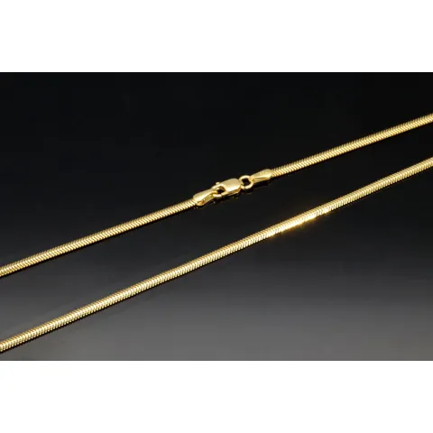 Stilvolle Halskette im Fischgräten-Look aus feinem 585 14K Gold (ca. 50cm lang, 2mm breit)