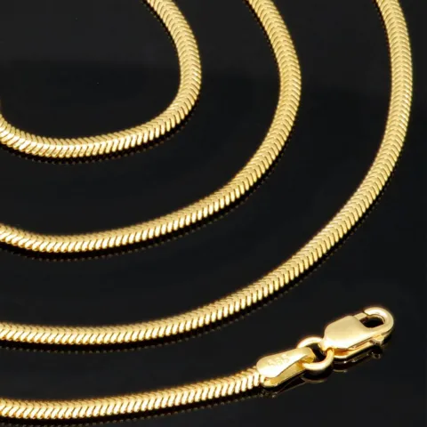 Stilvolle Halskette im Fischgräten-Look aus feinem 585 14K Gold (ca. 50cm lang, 2mm breit)