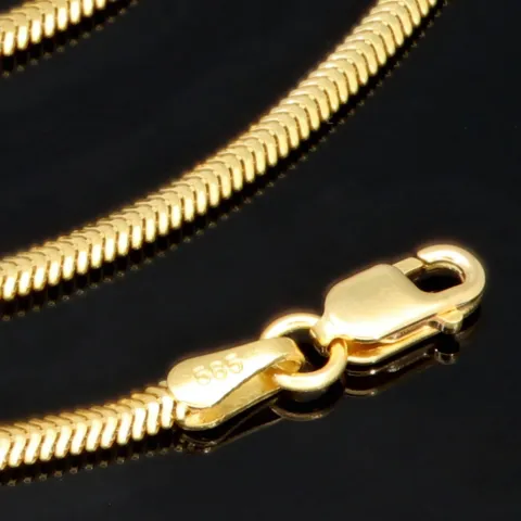 Feine Halskette im eleganten Fischgräten-Design aus 585 14K Gold (ca. 45cm lang, 2mm breit)