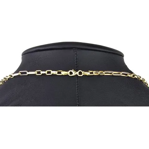 Funkelnde Ankerkette mit filigranem Greco-Design aus hochwertigem, hochglanzpoliertem Bicolor 585 / 14K Gold (Gelbgold und Nuancen von Weißgold) ca. 64 Länge ca. 3,5 mm