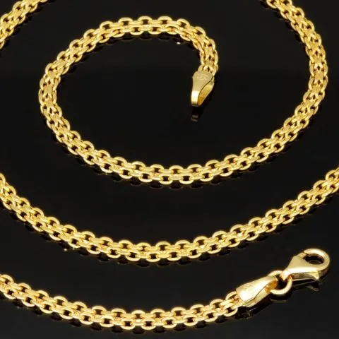 Fein fearbeitete, engmaschige Goldkette aus hochwertigem 585 / 14K Gold ca. 49 cm Länge 3 mm