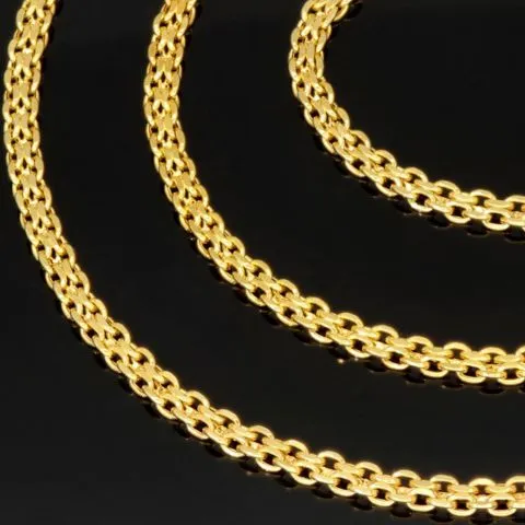 Fein fearbeitete, engmaschige Goldkette aus hochwertigem 585 / 14K Gold ca. 49 cm Länge 3 mm