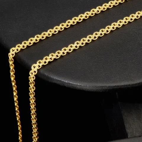 Fein fearbeitete, engmaschige Goldkette aus hochwertigem 585 / 14K Gold ca. 49 cm Länge 3 mm