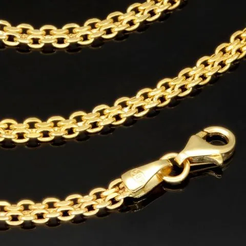 Fein fearbeitete, engmaschige Goldkette aus hochwertigem 585 / 14K Gold ca. 49 cm Länge 3 mm