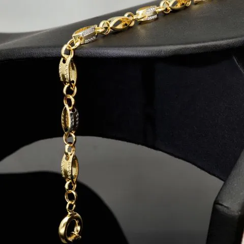 Exklusives Gold-Armband aus edlem, funkelndem Bicolor 585er Gelb- und Weißgold mit feinem Greco-Dekor (ca. 19 cm, 4mm)