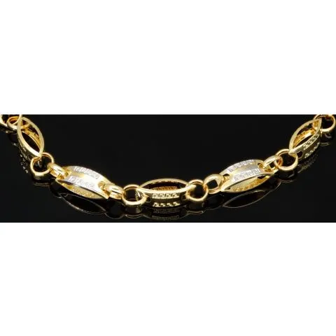 Exklusives Gold-Armband aus edlem, funkelndem Bicolor 585er Gelb- und Weißgold mit feinem Greco-Dekor (ca. 19 cm, 4mm)