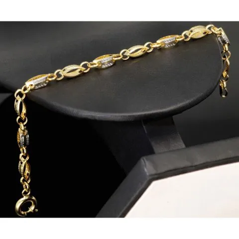 Exklusives Gold-Armband aus edlem, funkelndem Bicolor 585er Gelb- und Weißgold mit feinem Greco-Dekor (ca. 19 cm, 4mm)