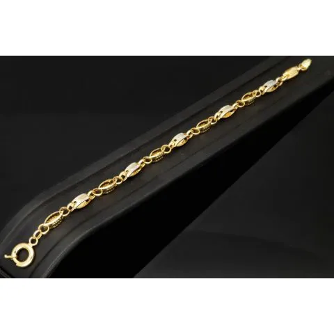 Exklusives Gold-Armband aus edlem, funkelndem Bicolor 585er Gelb- und Weißgold mit feinem Greco-Dekor (ca. 19 cm, 4mm)