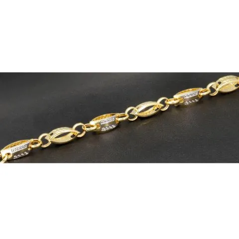 Exklusives Gold-Armband aus edlem, funkelndem Bicolor 585er Gelb- und Weißgold mit feinem Greco-Dekor (ca. 19 cm, 4mm)