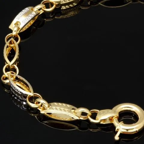 Exklusives Gold-Armband aus edlem, funkelndem Bicolor 585er Gelb- und Weißgold mit feinem Greco-Dekor (ca. 19 cm, 4mm)