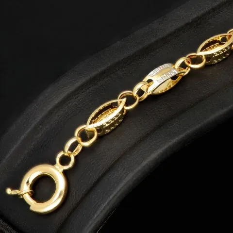 Exklusives Gold-Armband aus edlem, funkelndem Bicolor 585er Gelb- und Weißgold mit feinem Greco-Dekor (ca. 19 cm, 4mm)