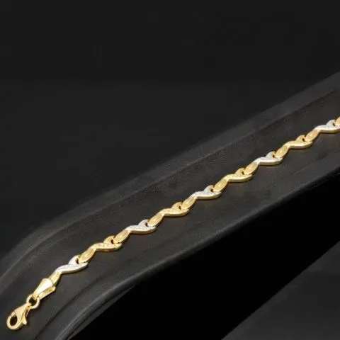 Exklusiv designtes Goldarmband aus hochwertigem 585er 14K Bicolor Gold in Gelb- und Weißgold (ca. 19 cm Länge, 5 mm Breite)