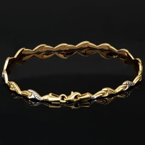 Exklusiv designtes Goldarmband aus hochwertigem 585er 14K Bicolor Gold in Gelb- und Weißgold (ca. 19 cm Länge, 5 mm Breite)