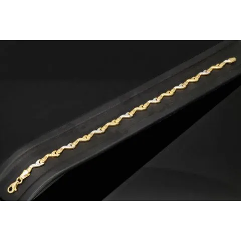 Exklusiv designtes Goldarmband aus hochwertigem 585er 14K Bicolor Gold in Gelb- und Weißgold (ca. 19 cm Länge, 5 mm Breite)