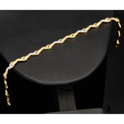 Exklusiv designtes Goldarmband aus hochwertigem 585er 14K Bicolor Gold in Gelb- und Weißgold (ca. 19 cm Länge, 5 mm Breite)