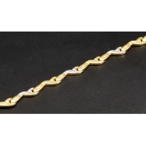 Exklusiv designtes Goldarmband aus hochwertigem 585er 14K Bicolor Gold in Gelb- und Weißgold (ca. 19 cm Länge, 5 mm Breite)