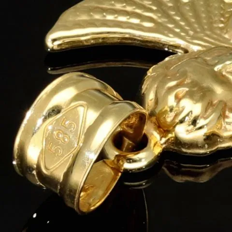 Funkelnder Schutzengel-Anhänger – Engel mit Herz aus 14k 585er Bicolor Gold (Gelbgold und Weißgold)