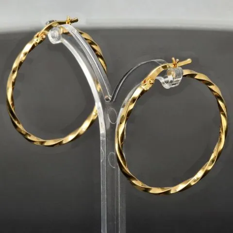 Exquisite Twist - Creolen aus funkelndem, hochglanzpoliertem Gold (14K 585 Gelbgold)