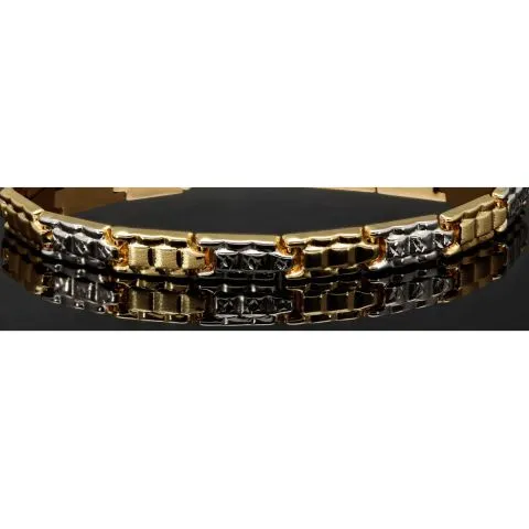 Stilvolles Armband aus hochwertigem 14K / 585er Bicolor Gold (Gelb- und Weißgold) in ca. 19cm Länge, ca 6mm Breite