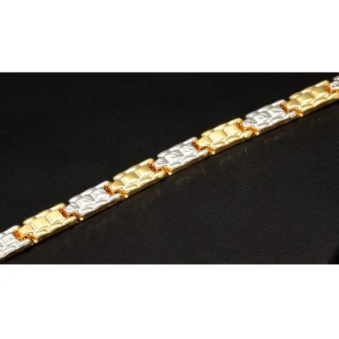 Stilvolles Armband aus hochwertigem 14K / 585er Bicolor Gold (Gelb- und Weißgold) in ca. 19cm Länge, ca 6mm Breite