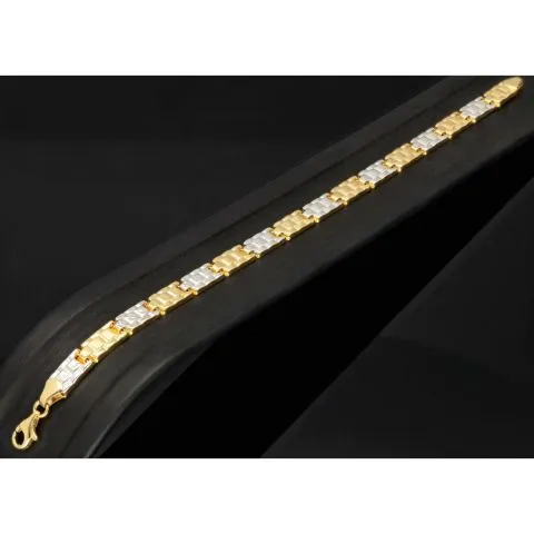 Stilvolles Armband aus hochwertigem 14K / 585er Bicolor Gold (Gelb- und Weißgold) in ca. 19cm Länge, ca 6mm Breite
