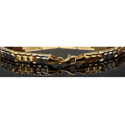 Stilvolles Armband aus hochwertigem 14K / 585er Bicolor Gold (Gelb- und Weißgold) in ca. 19cm Länge, ca 6mm Breite