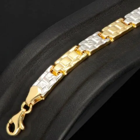 Stilvolles Armband aus hochwertigem 14K / 585er Bicolor Gold (Gelb- und Weißgold) in ca. 19cm Länge, ca 6mm Breite