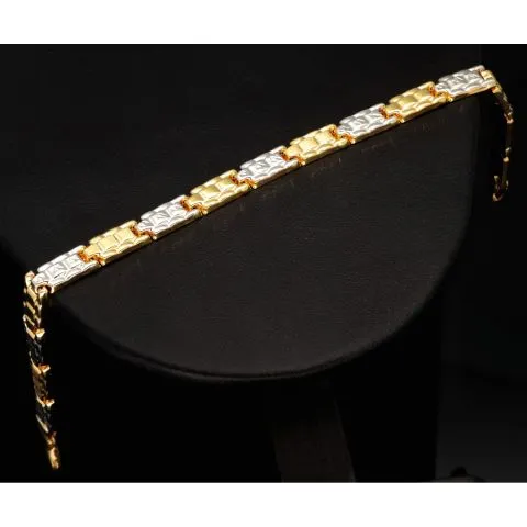 Stilvolles Armband aus hochwertigem 14K / 585er Bicolor Gold (Gelb- und Weißgold) in ca. 19cm Länge, ca 6mm Breite
