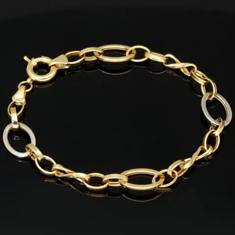 Funkelndes Bicolor Gold-Armband aus hochwertigem 14K 585 Gelbgold und Weißgold in stilvollem Design (ca. 20 cm)