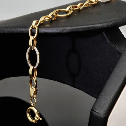 Funkelndes Bicolor Gold-Armband aus hochwertigem 14K 585 Gelbgold und Weißgold in stilvollem Design (ca. 20 cm)