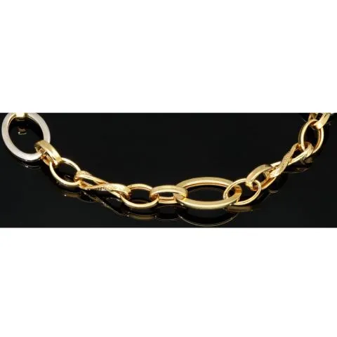 Funkelndes Bicolor Gold-Armband aus hochwertigem 14K 585 Gelbgold und Weißgold in stilvollem Design (ca. 20 cm)