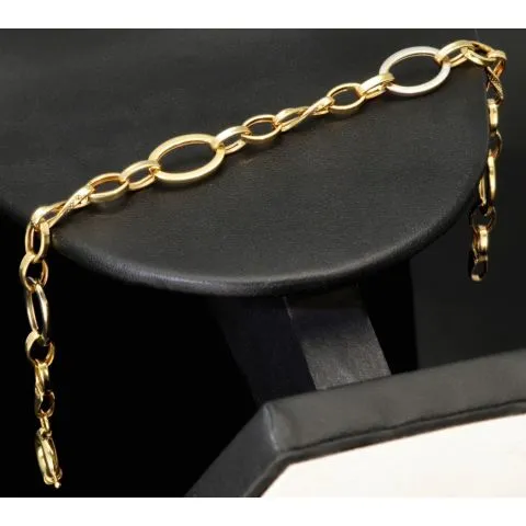 Funkelndes Bicolor Gold-Armband aus hochwertigem 14K 585 Gelbgold und Weißgold in stilvollem Design (ca. 20 cm)