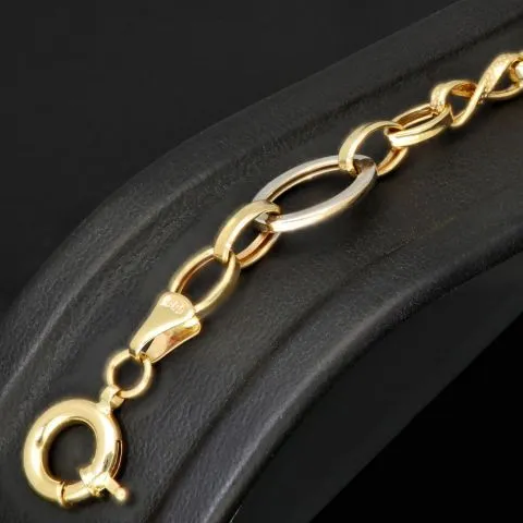 Funkelndes Bicolor Gold-Armband aus hochwertigem 14K 585 Gelbgold und Weißgold in stilvollem Design (ca. 20 cm)
