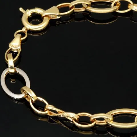 Funkelndes Bicolor Gold-Armband aus hochwertigem 14K 585 Gelbgold und Weißgold in stilvollem Design (ca. 20 cm)