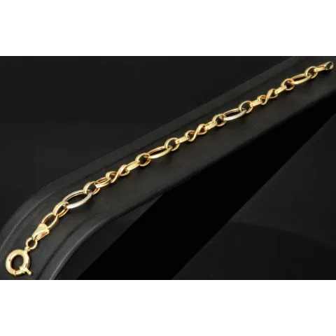 Funkelndes Bicolor Gold-Armband aus hochwertigem 14K 585 Gelbgold und Weißgold in stilvollem Design (ca. 20 cm)