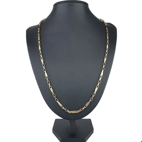 Exklusive Ankerkette / Goldkette aus funkelndem Gold (14K 585 Gelbgold) mit stilvollem griechischem Muster (ca. 55cm, 3,5mm, ca. 7,7g)