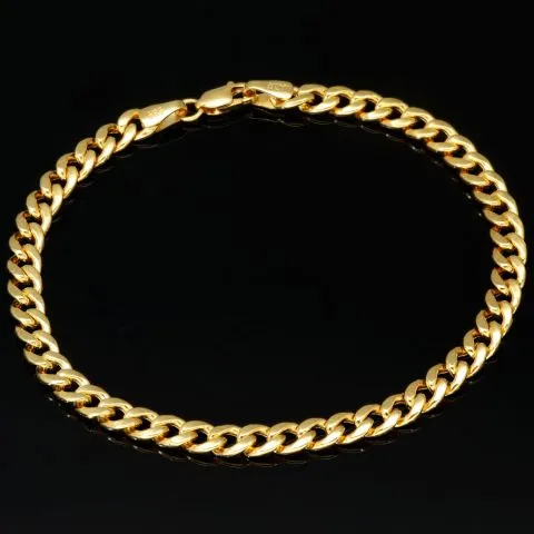 Hochglanzpoliertes Panzerarmband aus exquisitem 14k 585er Gold ca. 19cm ca. 4,5mm